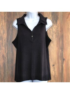 Extra Touch Women's Dark Purple Plus Size Collar Tank Top 2X
